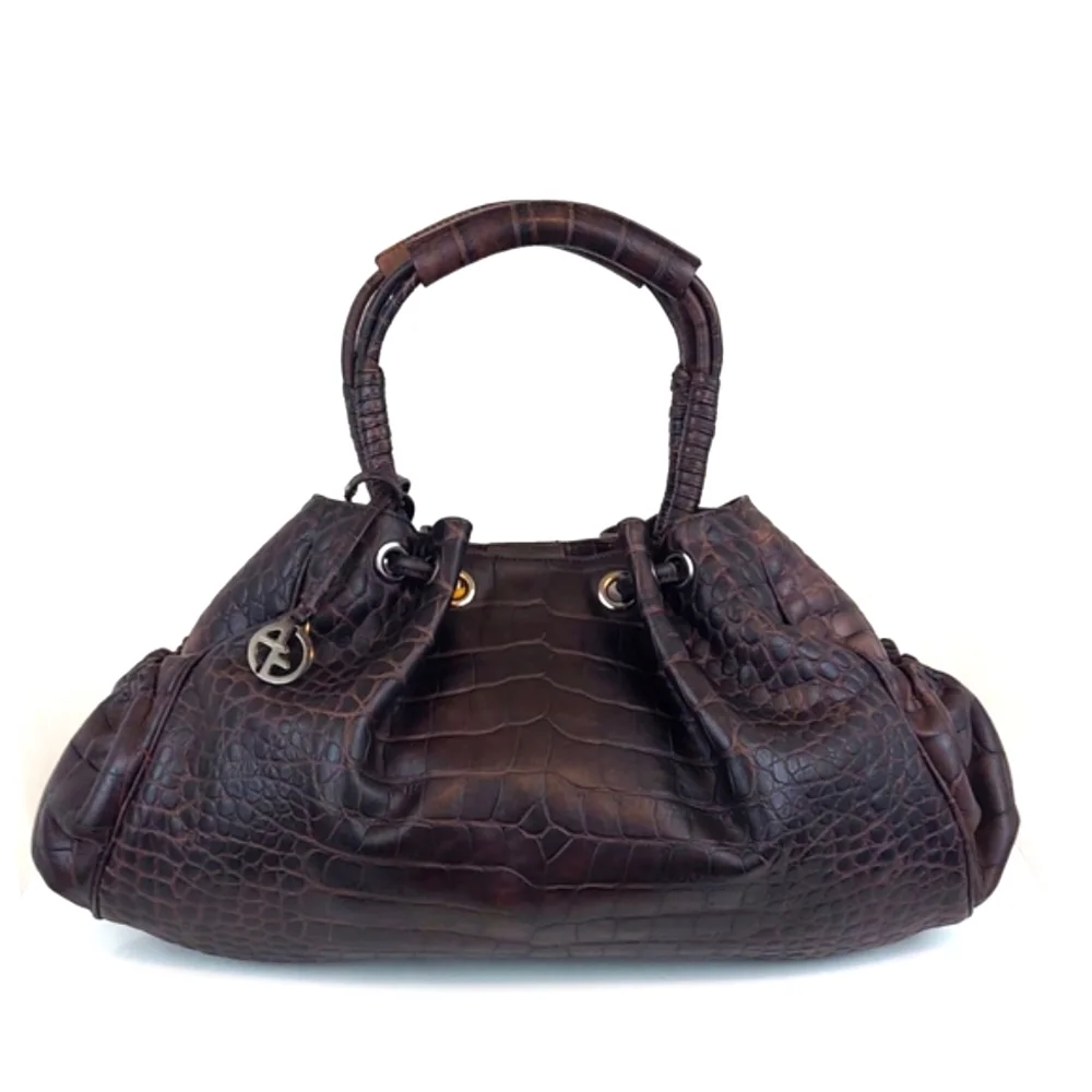 Giorgio Armani Beautiful Condition Croc Embossed Shoulder Bag! With Dust Cover!